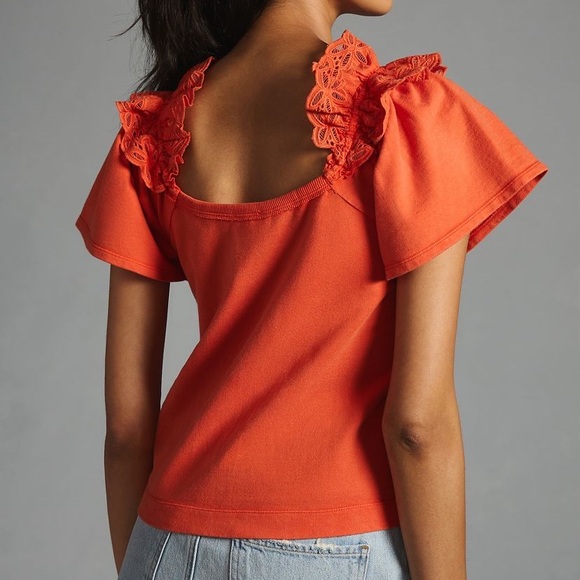 Anthro Pilcro Eyelet Ruffle Top - Picture 2 of 7
